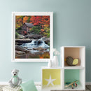Hut by Waterfall Oil Paint By Numbers DIY Handpainted on Canvas Wall Art