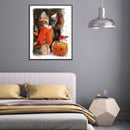 Pumpkin Cat Full Round Drill Mosaic Rhinestone Handmade Home Art Pictures