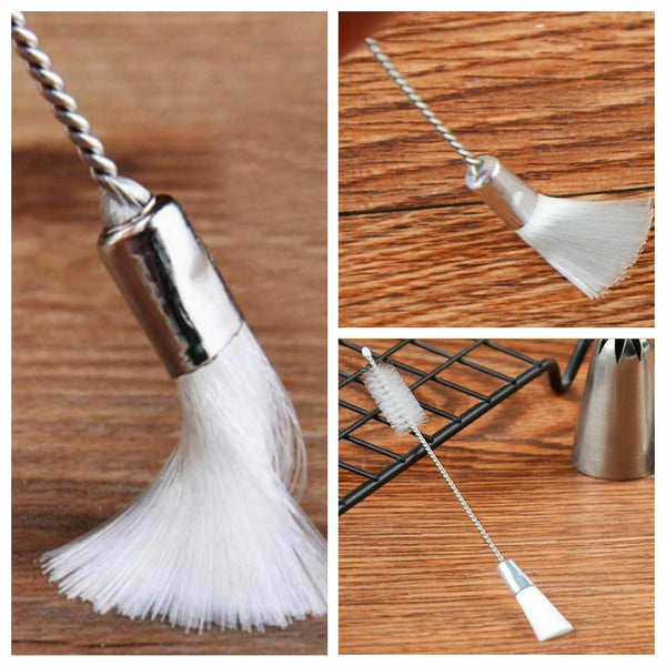 Double head Cleaning Brush Cake Decorating Tip Stainless Steel Icing Nozzles