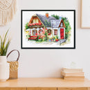 Partial Cross Stitch Art Paint 11CT Stamped Cabin Embroidery Wall Ornament Kit