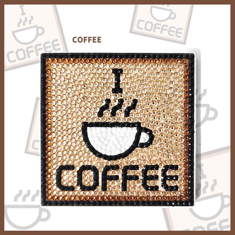 5D DIY Diamond Painting Mat Coaster Ceramics Insulation Cup Pad (Coffee)