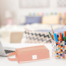 Korean Large Capacity Pencil Case Bags Zipper Solid Stationery Box (Pink) Newly