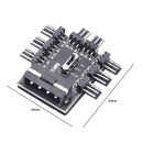 PC Speed Controller Adapter 3-level 12V Power Supply Cooler for 8-way Fans