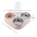 Cat Drinking 3 in 1 Dog Feeder Bowl Stainless Steel Automatic Water Bottle