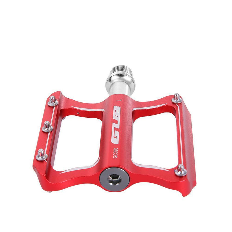2pcs GUB GC020-DU Aluminum Alloy Folding Mountain Bike Baring Pedals(Red)