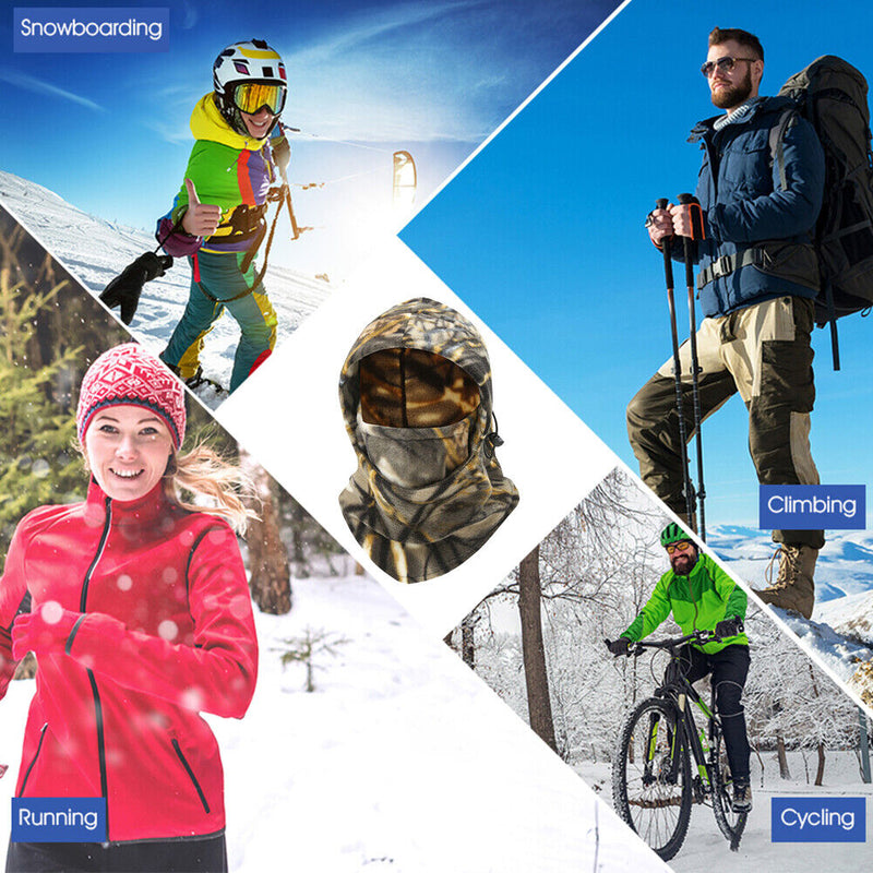 Winter Warm Cycling Fleece Hood Cap Windproof Face Neck Balaclava (Black)