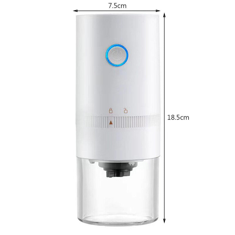 Electric Coffee Grinder USB Rechargeable Auto Cafe Beans Grinding (White) Newly