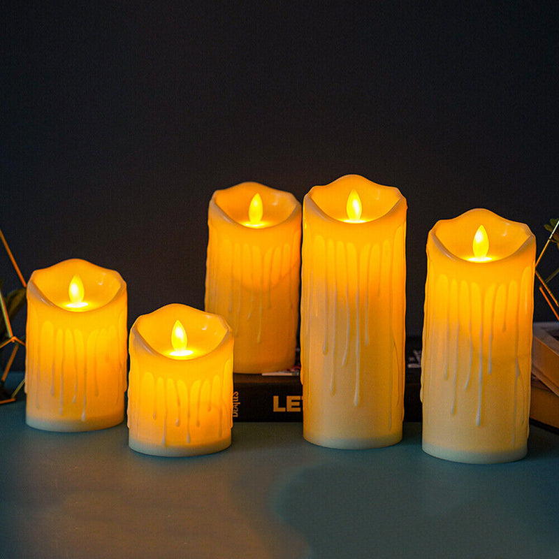 Flameless LED Candles Light Simulation Flickering Pillar Tea Lights Home Decor