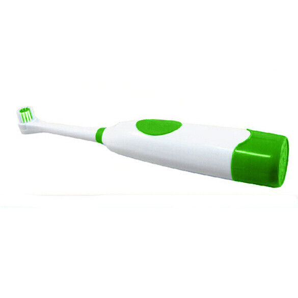 Rotating Anti Slip Waterproof Electric Toothbrush with 2 Brush Heads Green Newly