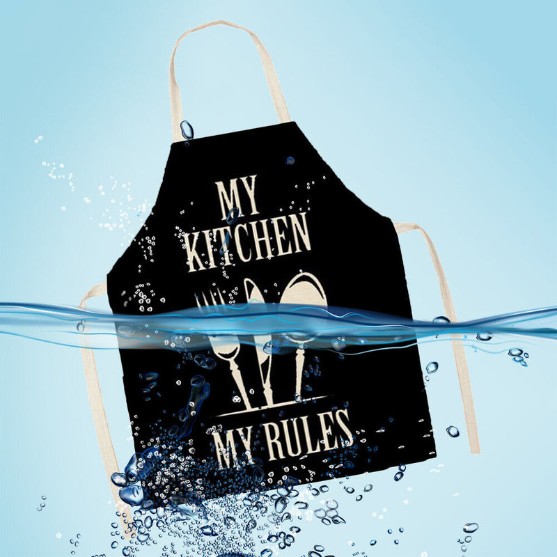 Cutlery Print Kitchen Linen Apron Sleeveless Waterproof Household Cleaning Bibs