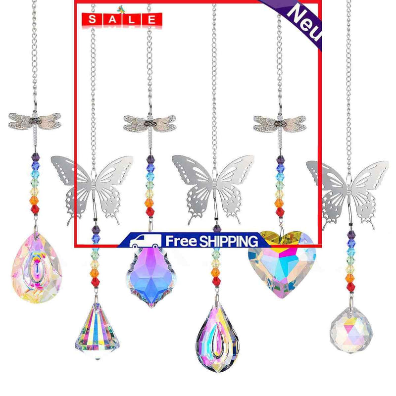 Crystal Ornament 6pcs Crystal Window Hanging Decoration - Dragonfly / Butterfly