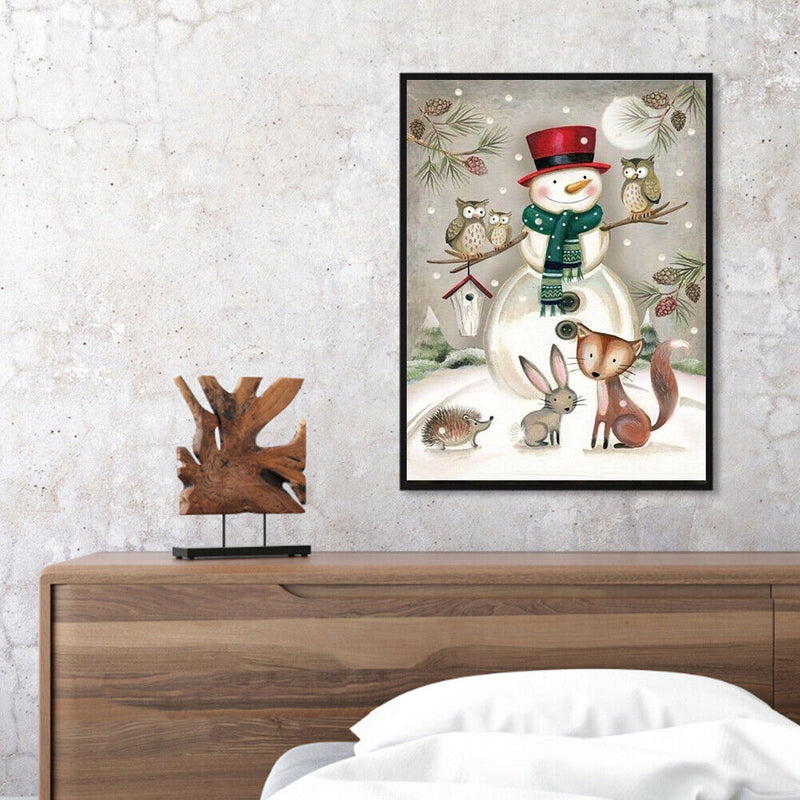 Diamond Painting 5D Full Round Drill Mosaic DIY Snowman and Critter Kit for Wall