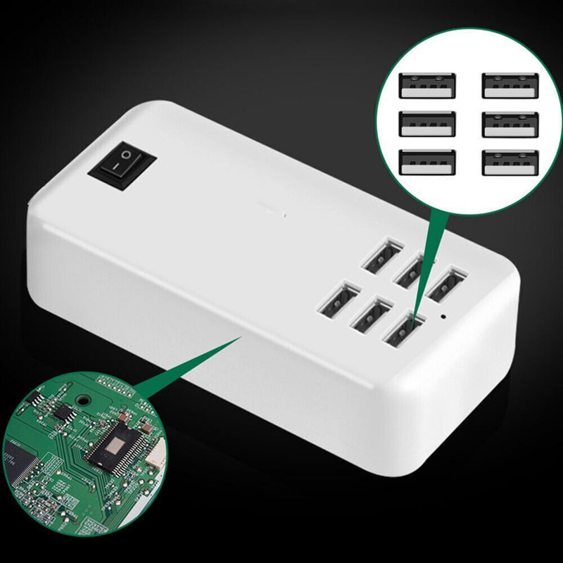 1.5m Cable Multi 6-Ports Portable Power Supply USB Phone Charger Socket Adapter