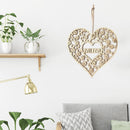 Love Heart Hollow Wood Plaque Pendant Mothers Day Hanging Decor (JM01288)