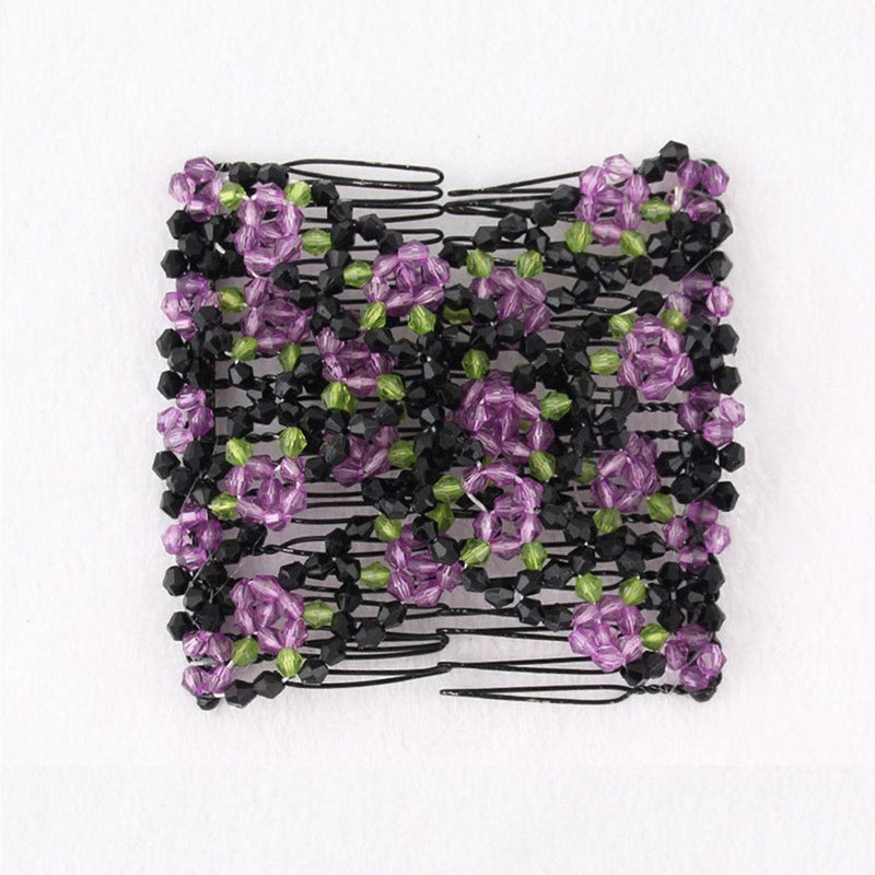 Women Girls Magic Beads Elasticity Hair Combs Clips Double Hair Comb