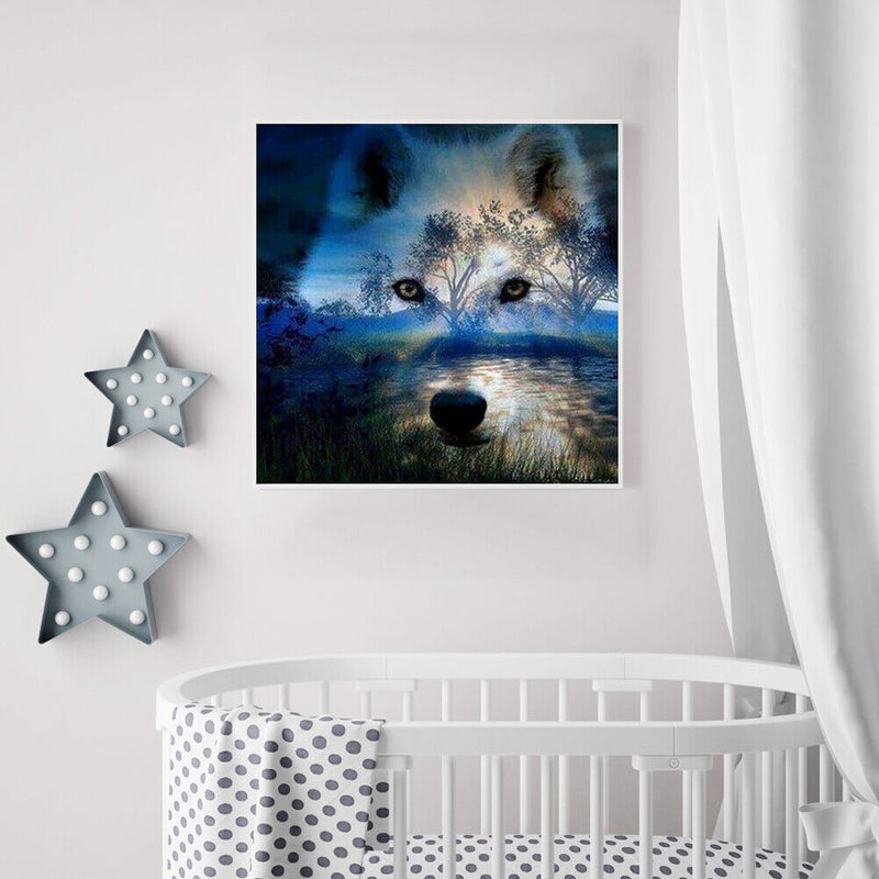 Full Cross Stitch Art Paint 11CT Counted Wolf Embroidery Wall Hanging Ornament