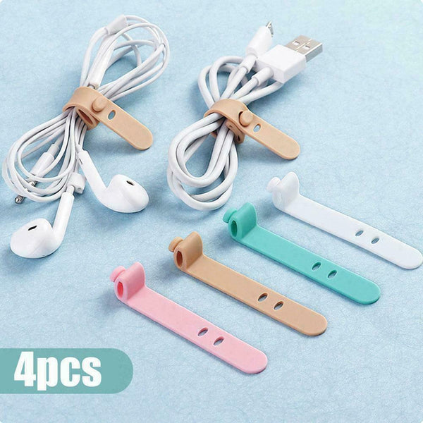 4x Soft Silicone Straps Anti Lost Earphone USB Storage Organizer Data Acc H0W9