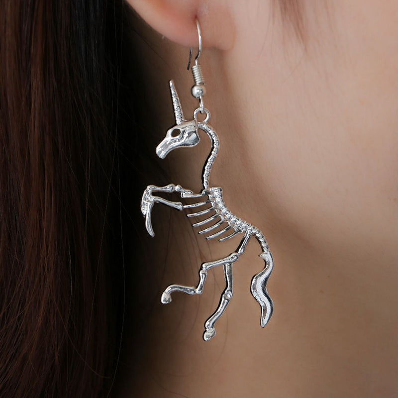 Wedding Party Girl Skeleton Drop Earrings Novel Dangle Earrings Horse Pendant