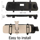 10" 1080P Dual Lens Car DVR Dash Cam Front and Rear Video Recorder Mirror D4B7