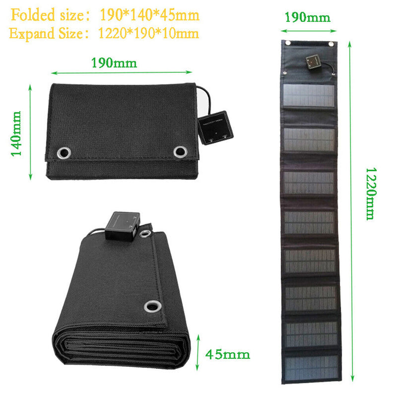 25W Foldable Solar Panel Charger Dual USB Output Phone Power Charging Devices