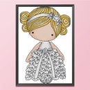 Partial Embroidery Kits White Dress Girl Cross Stitch Printed DIY 14CT Stamped
