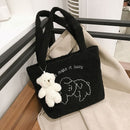 Portable Plush Shoulder Handbag Pendant Women Top-handle Bag (Black Sheep)