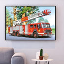 5D DIY Full Drill Diamond Painting Fire Truck Cross Stitch Mosaic Kit Wall Decor