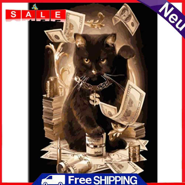 Frameless Digital Oil Art Picture DIY Cat Paint By Numbers Craft Wall Decor Kit