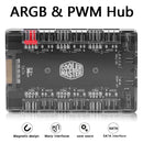 1 to 6 PWM ARGB Fan HUB Splitter 4 Pin PWM 3 Pin Addressable RGB Adapter Newly