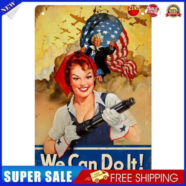 Retro Fighting Women Metal Plate Painting for Bar Pub Tin Plaques Wall Sign