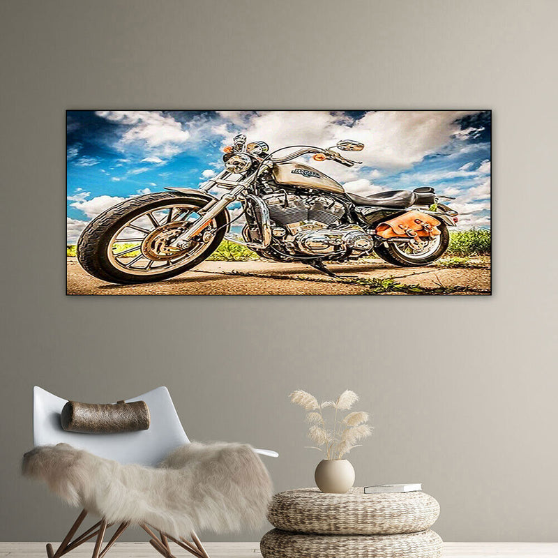Motorcycle Oil Paint By Numbers DIY Handpainted on Canvas Wall Picture Unfr