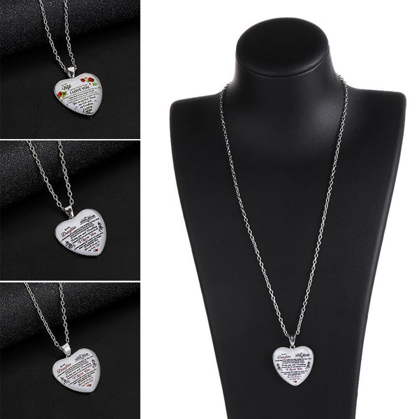 Wife My Daughter Love Women Heart Necklace Family Jewelry Gifts Pendant
