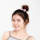 Korean Pearls Elastic Rubber Band Sweet Bow Girls Ponytail Holder (Pink)