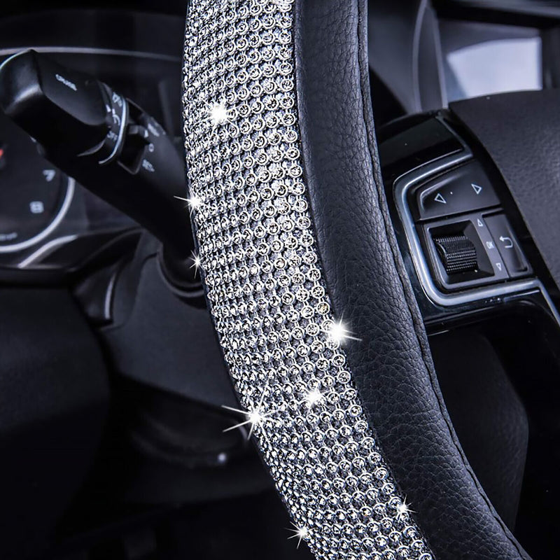 Bling Steering Wheel Cover - Rhinestone Car Wheel Protector with Crystal Diamond