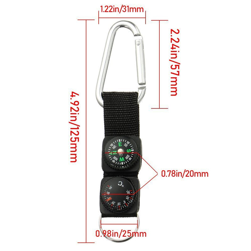 W Keychain Mini Carabiner Hanger Key Ring Compass Thermometer Carabiner