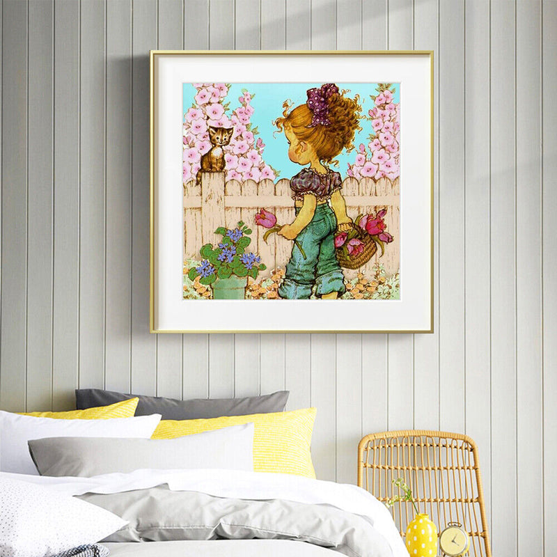 Kids Girl 5D DIY Full Drill Round Diamond Painting Rhinestone Mosaic Picture Set