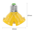 E27 to 2E27 Lamp Holder Converter Socket Splitter Adapter Bulb Base (Yellow