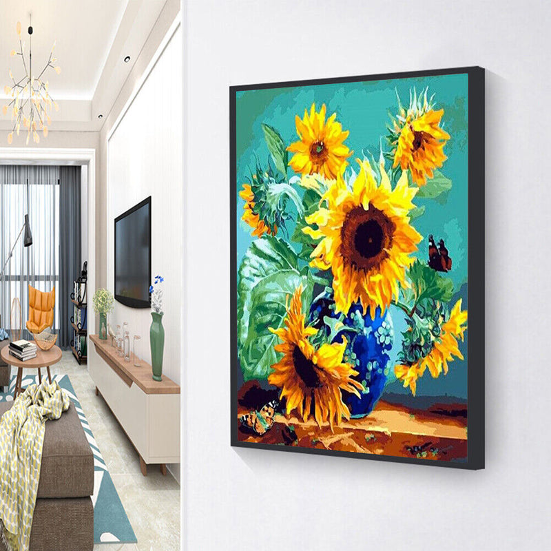 DIY Sunflower Painted On Canvas Artwork Oil Painting By Numbers Kit 40X50cm