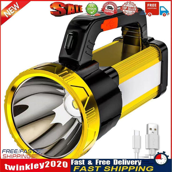 LED+COB Portable Flashlight Spotlight Searchlight 4-level Hand-held Lamp Newly
