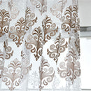 Flower Offset Printing Sheer Yarn Tulle Voile Curtain Window Screen(Coffee)