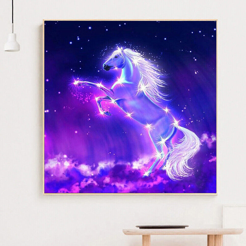 5D DIY Full Round Drill Diamond Paint Light Horse Mosaic Rhinestone Drawing