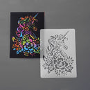 Scratch Painting Stencils Drawing Template DIY Lace Ruler Kids Toys (Horse)