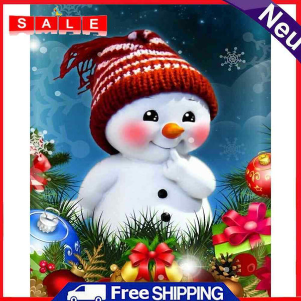 Frameless Snowman Oil Paint by Numbers Kit Gift Handpainted Artwork Wall Craft
