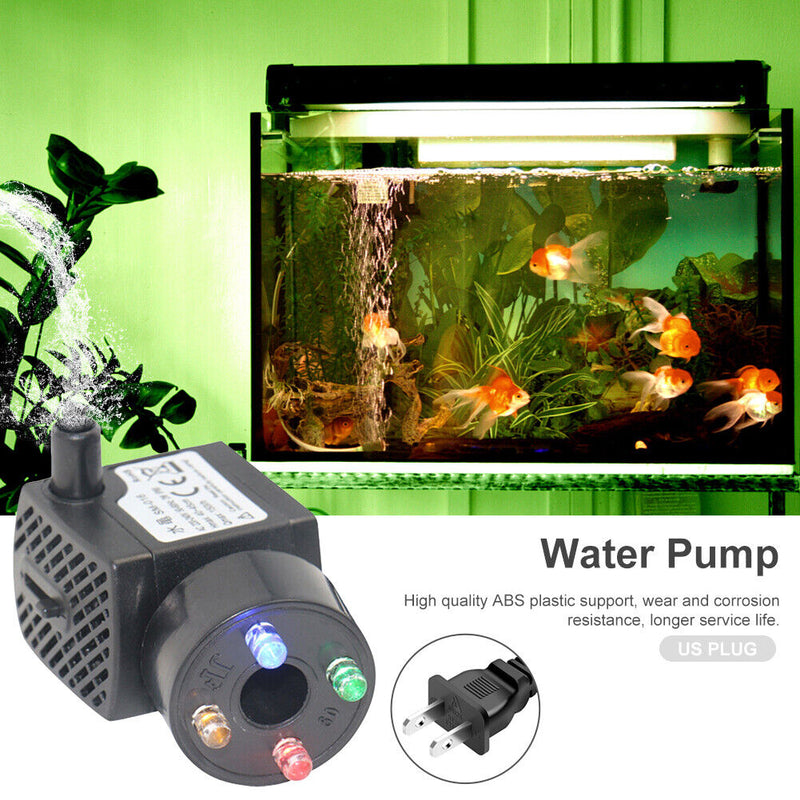 150L/H 2W 4 LED Light Submersible Aquarium Ultra-quiet Landscape Pond Water Pump