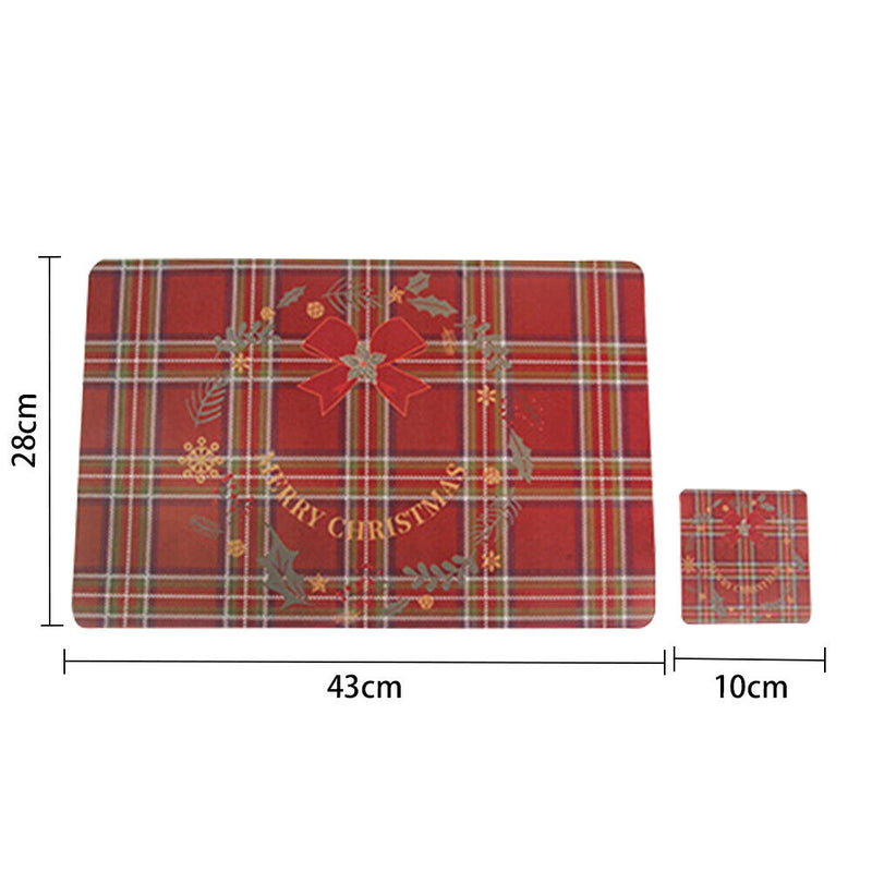 12pcs Christmas Placemat Ornament for Home Kitchen Table Desk Mat Christmas Gift
