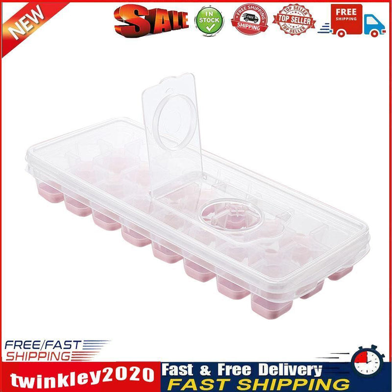 Silicone Ice Cube Tray Molds Flip Cover for Refrigerator Whisky (A Pink) Newly