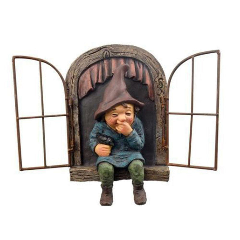 Naughty Garden Gnome Statue Elf Out The Door Tree Hugger Home Yard Decor U hot.