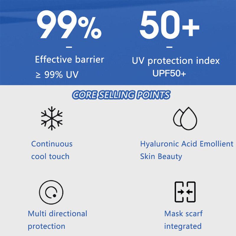 Ice Silk Hanging Ear Face Neck Scarf UV Protection Gaiter Bandana (White) Newly