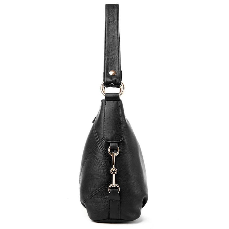 Women Bag Soft PU Leather Messenger Totes Handbags Shoulder Bags(Black)