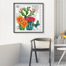 Partial Cross Stitch DIY Kits Printed Prickly Pear Flower Wall Art Handicraft